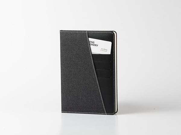 Patchwork leather notebooks, document pocket, card holder, 80 lined pages